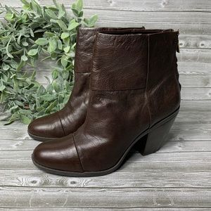 Brown leather booties size 9.5